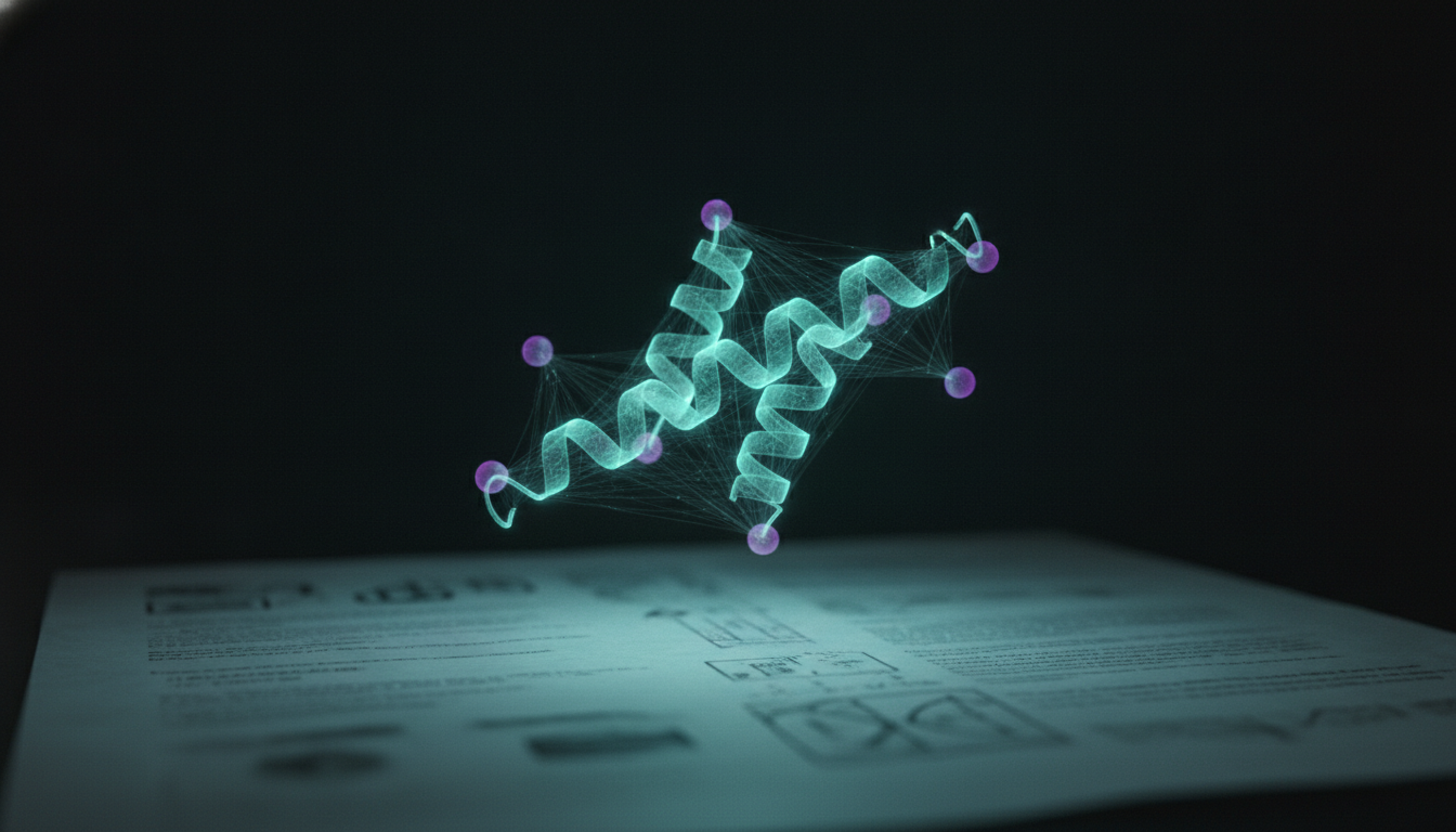 Holographic protein structure over a poster