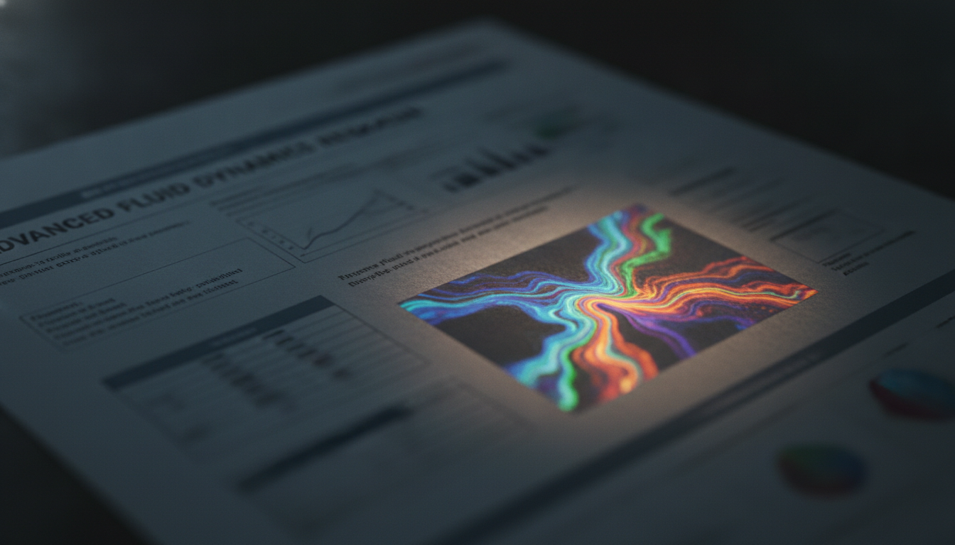 Fluid simulation playing on a printed poster